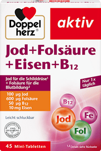 Jodium + foliumzuur + ijzertabletten 45 stuks, 20,4 g