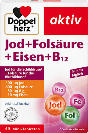 Jodium + foliumzuur + ijzertabletten 45 stuks, 20,4 g