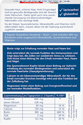 Kieselerde + Biotin + Zink Kapseln 40 St, 38 g