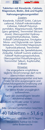 Kieselerde + Biotin + Zink Tabletten 40 St., 51,6 g Doppelherz