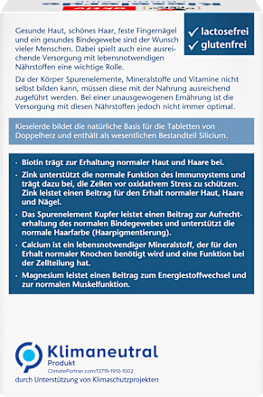 Kieselerde + Biotin + Zink Tabletten 40 St., 51,6 g Doppelherz