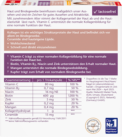 Kollagen + Biotin + Ceramide Trinkampullen 10 St, 250 ml