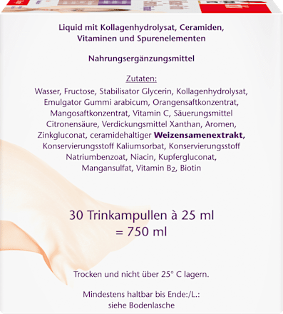 Kollagen + Biotin + Ceramide Trinkampullen 30 St, 750 ml
