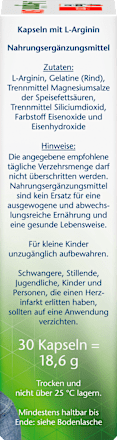 L-Arginin Kapseln, 30 St, 18,6 g