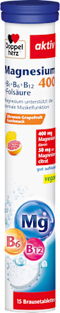 Magnesium 400 + Vitamines B6 + B12 + Foliumzuur Bruistabletten 15 stuks, 97,5 g