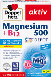 Magnesium 500 + B12 2-fasen depottabletten 30 stuks, 51 g