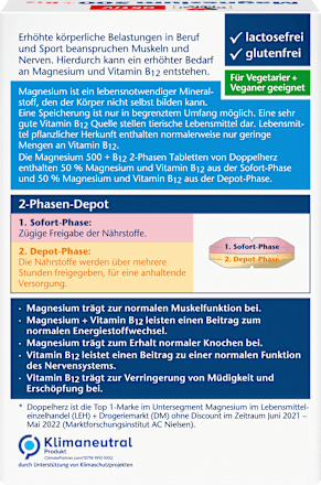 Magnesium 500 + B12 2-Phasen Depot Tabletten 30 St, 51 g