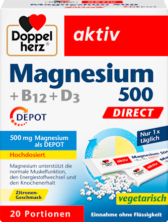 Magnesium 500 +B12 +D3 direct granulaat 20 stuks, 32 g