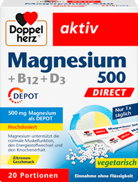 Magnesium 500 +B12 +D3 direct granulaat 20 stuks, 32 g