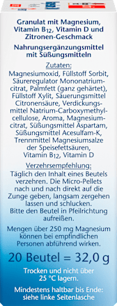 Magnesium 500 +B12 +D3 Direktgranulat 20 St, 32 g