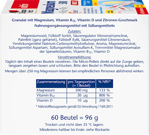 Magnesium 500 Direkt Beutel 60 St, 96 g