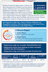 Magnesium 600 Dag + Nacht Depot Tabletten 30 stuks, 52,5 g