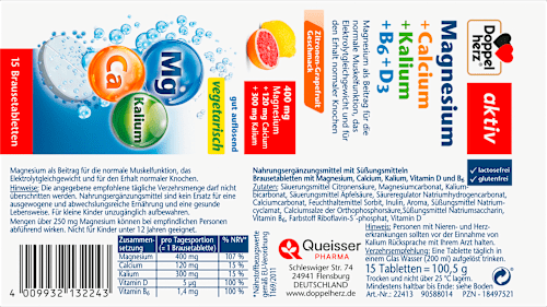 Magnesium calcium kalium + vitamines B6 + D3 15 stuks, 100,5 g