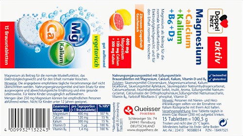 Magnesium calcium kalium + vitamines B6 + D3 15 stuks, 100,5 g