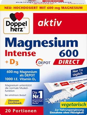 Magnesium Intense 600 + D3 Zakjes 20 stuks, 36 g
