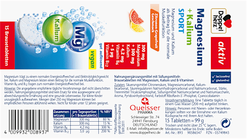 Magnesium Kalium Sport Brausetabletten (15 Stück), 99 g