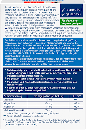 Melatonine + Magnesium 400 30 stuks, 39 g