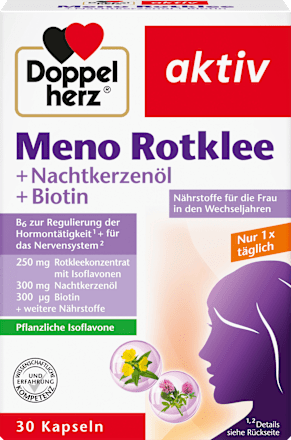 Meno Rode klaver + teunisbloemolie + biotine capsules 30 stuks, 34,4 g