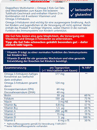 Multivitamin + Omega 3 Kids Gel-Tabs 27 St, 43,2 g