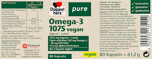 Omega-3 1075 veganistische capsules 80 stuks, 61,2 g