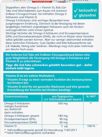 Omega-3 + Vitamin D3 Kids Kautabletten 27 St, 35,1 g