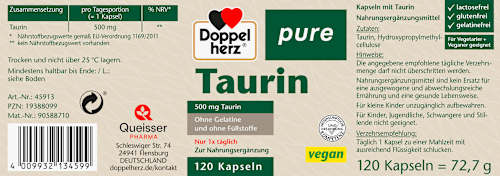 Taurin 500mg Kapseln 120 St, 72,7 g