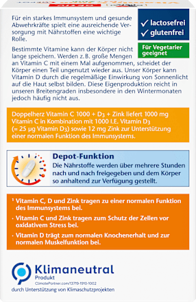 Vitamin C 1000 + D3 + Zink 100 St, 143 g Doppelherz