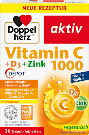 Vitamine C 1000 + D3 + Zink Depot Tabletten 30 stuks, 42,9 g