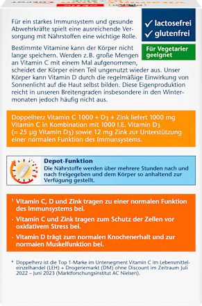 Vitamin C 1000 + D3 + Zink Depot Tabletten 30 St, 42,9 g