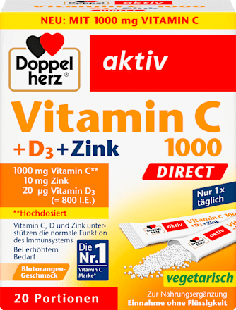 Vitamin C 1000mg + Zink Direct 20 St, 60 g Doppelherz