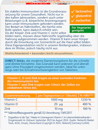 Vitamin C 1000mg + Zink Direct 20 St, 60 g Doppelherz