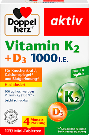 Vitamin K2 + D3 1000 I.E. Tabletten 120 St, 52,4 g