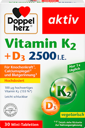 Vitamine K2 + D3 2500 IE tabletten 30 stuks, 13,1 g