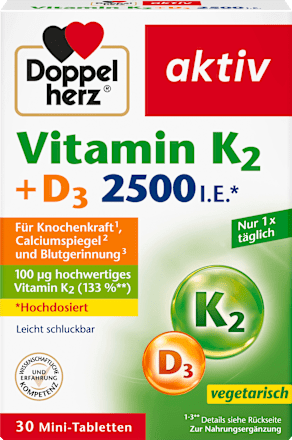 Vitamine K2 + D3 2500 IE tabletten 30 stuks, 13,1 g