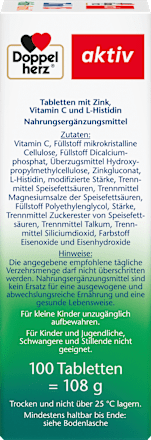 Zink + Histidin + Vitamin C Depot Tabletten 100 St, 108 g