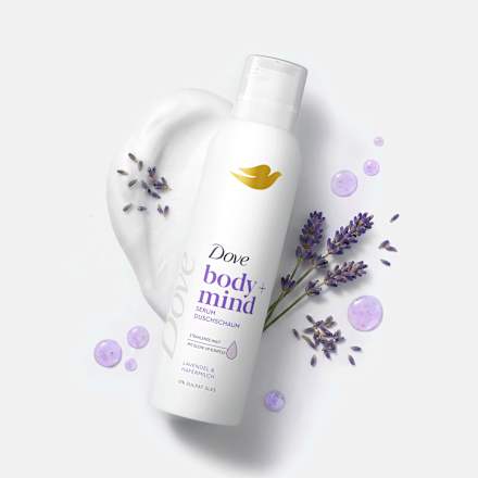 Duschschaum body+mind Lavendel & Hafermilch, 200 ml