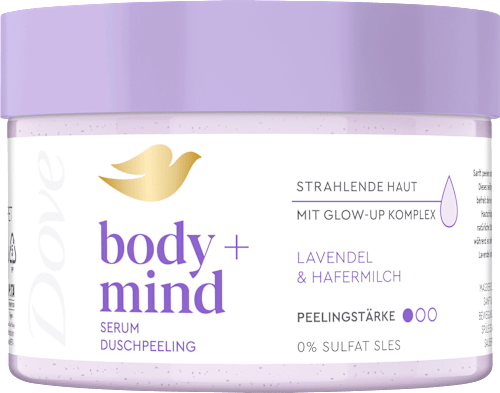 Körperpeeling body+mind Lavendel & Hafermilch, 295 ml