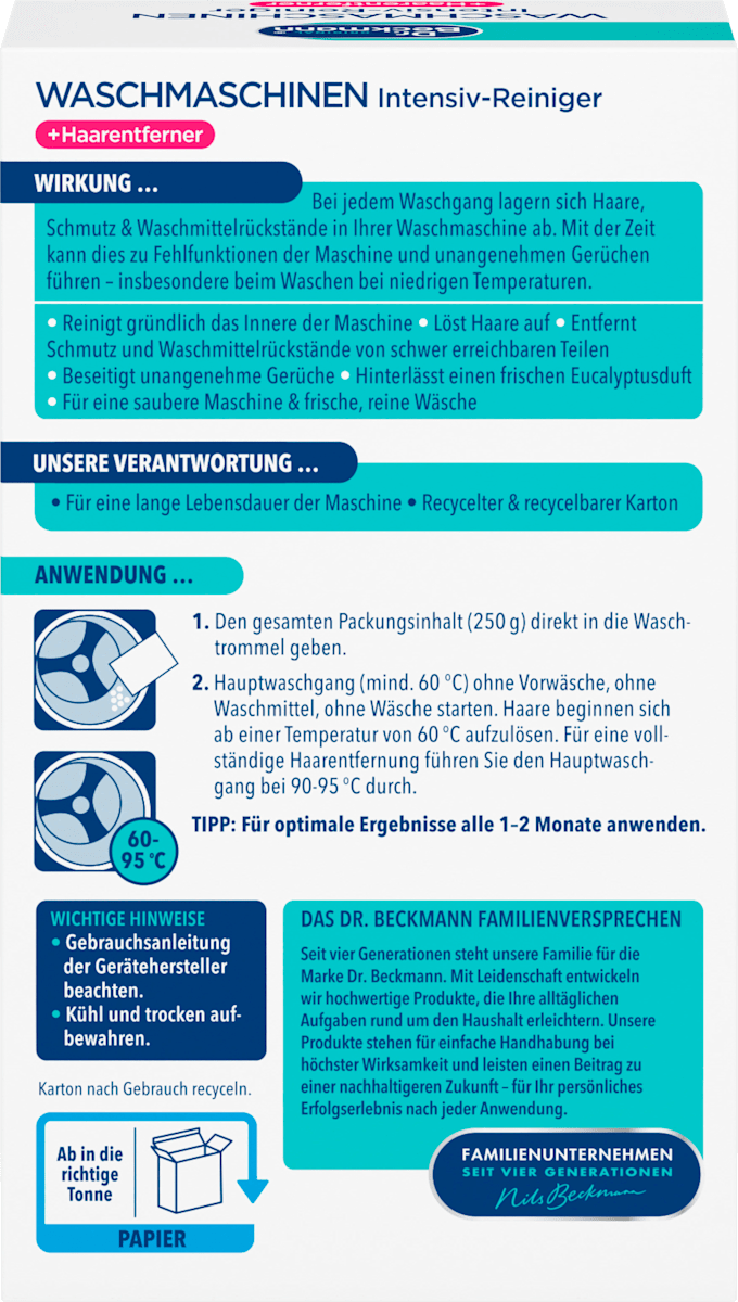 Dr. Beckmann Nettoyant pour lave-linge intensif, 250 g