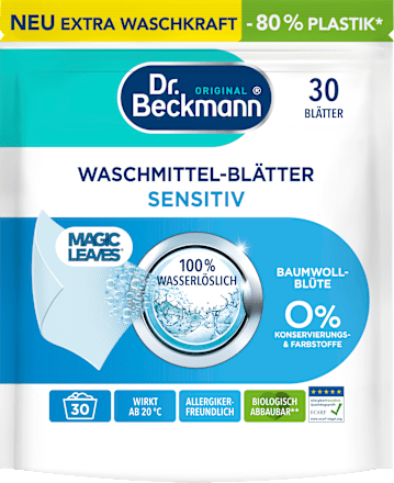 Waschmittel Blätter Sensitive, 30 Wl Dr. Beckmann