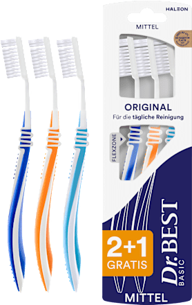 Zahnbürste Basic Original mittel (2+1 Gratis), 3 St