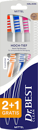 Zahnbürste Clean Hoch-Tief mittel (2+1 Gratis), 3 St