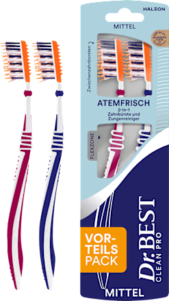 Zahnbürste Clean Pro Atemfrisch 2in1 mittel, 2 St