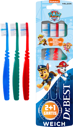 Tandenborstel Kinderen Paw Patrol, tot 7 jaar Voordeelpakket (2+1 Gratis), 3 stuks