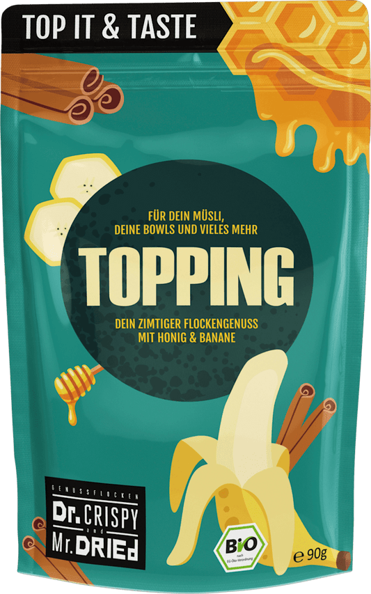Dr.CRISPY and Mr.DRIED Topping, Mélange réconfortant au miel & à la banane, 90 g