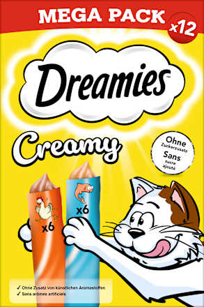 Romige kattensnacks met kip en zalm (12 stuks), 120 g