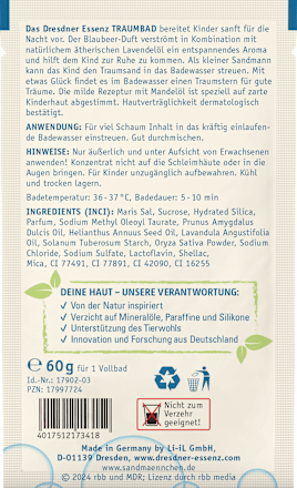 Kinder Badezusatz Unser Sandmännchen Traumbad Badepuder, 60 g