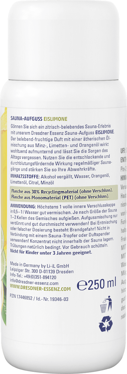 Dresdner Essenz Sauna Aufguss Eislimone, 250 ml
