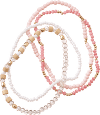 ebelin Armbänder elastisch mit Perlen, rosa/weiß, 4 St