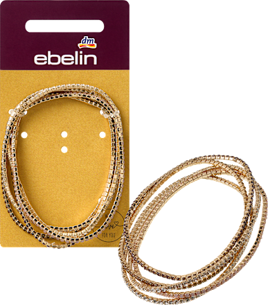 Elastische armbanden met strass steentjes, goudlook, 5 stuks