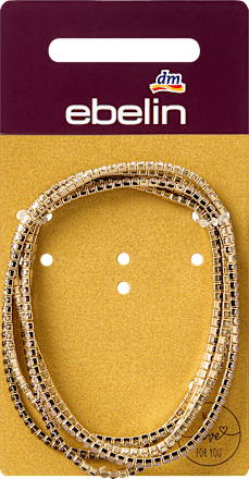 Elastische armbanden met strass steentjes, goudlook, 5 stuks